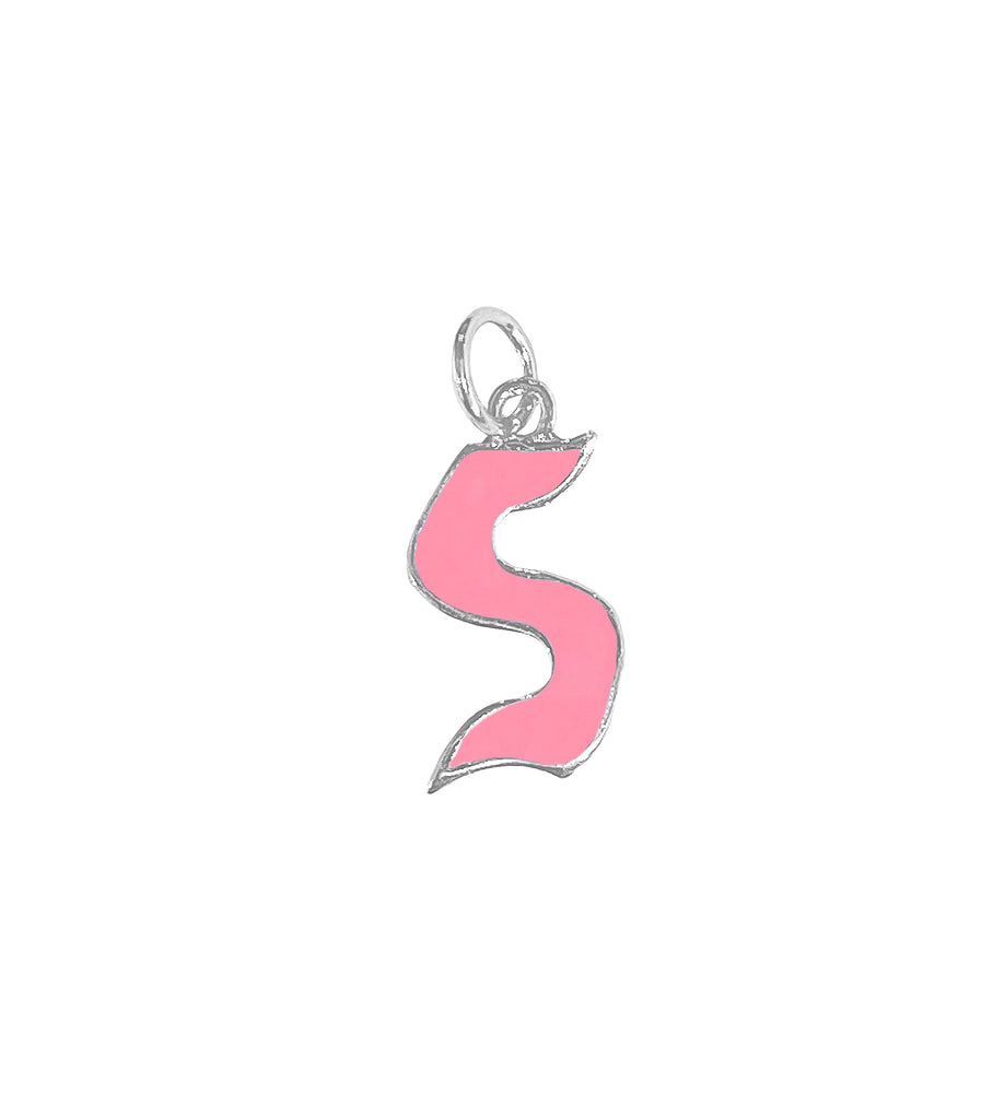 Letter S Pink Charms دلّاية حرف أجنبي من معدن المينا وردي فاتح S