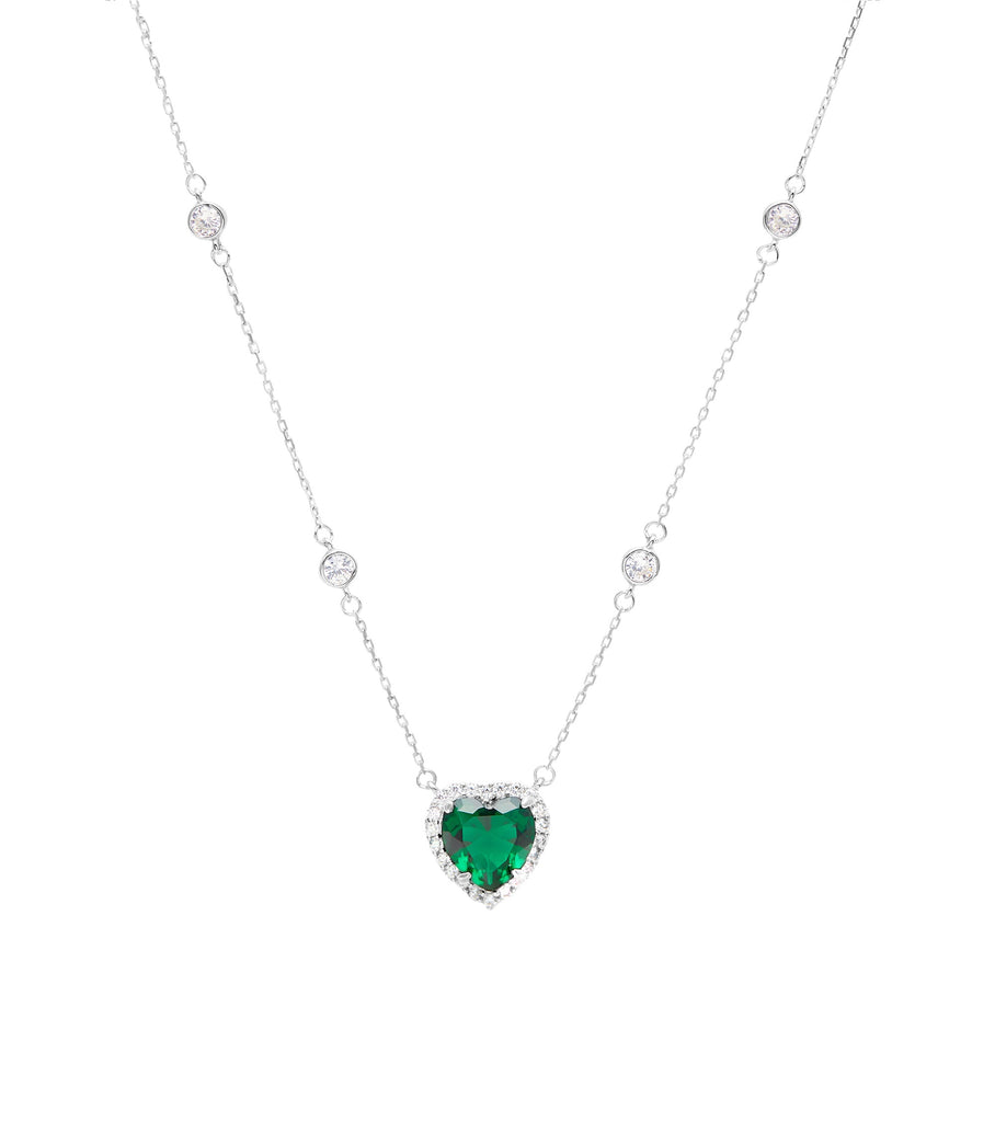 Green Halo Heart Necklace