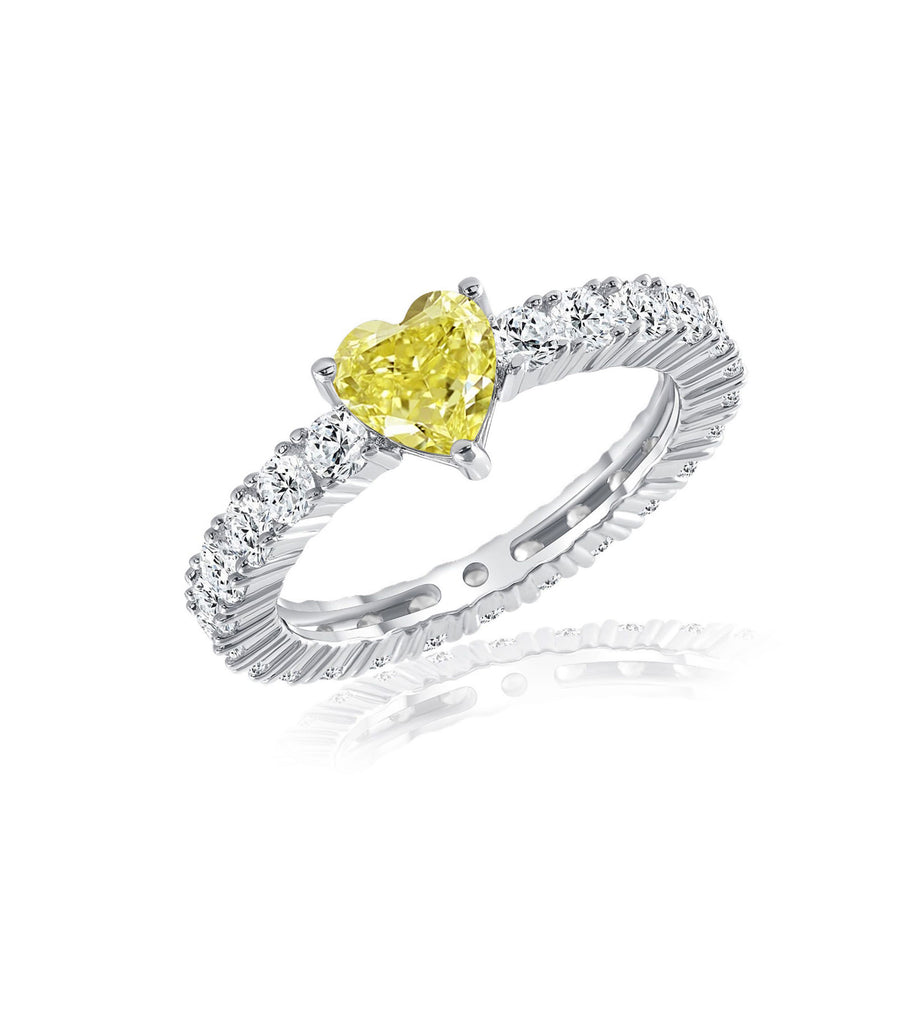 Yellow Canary Heart Cut CZ Ring