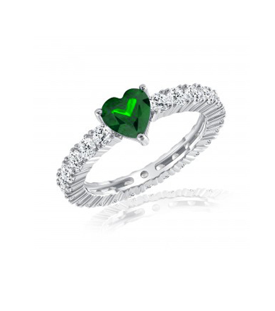 Green Heart Cut CZ Ring