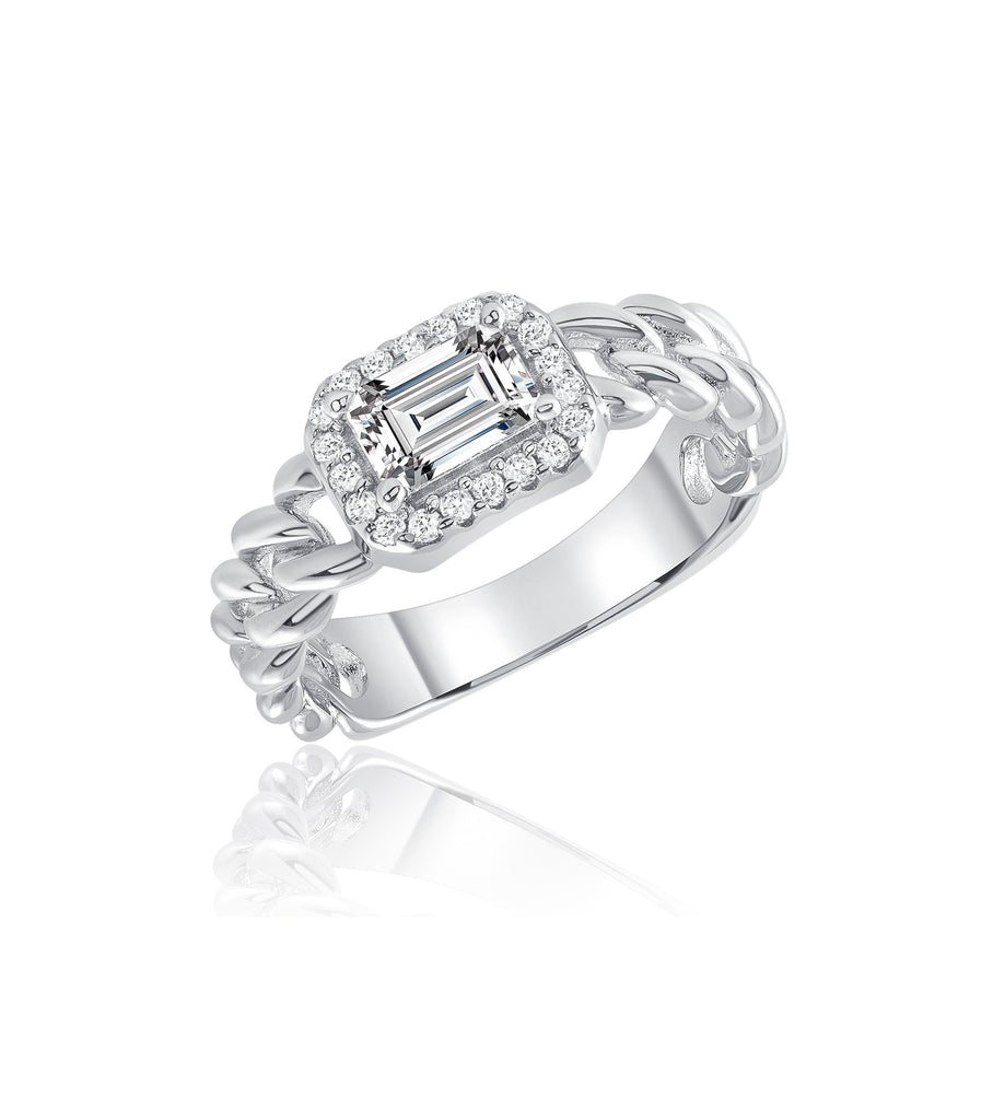 Square CZ Chain Ring