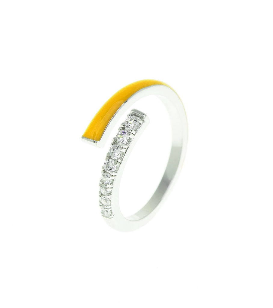 Lemon Chrome Rock Candy CZ Encrusted Enamel Ring