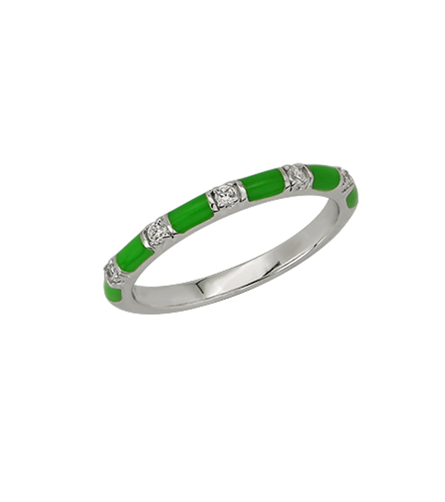 Classic green Pave Enamel CZ Bar Stacking Ring