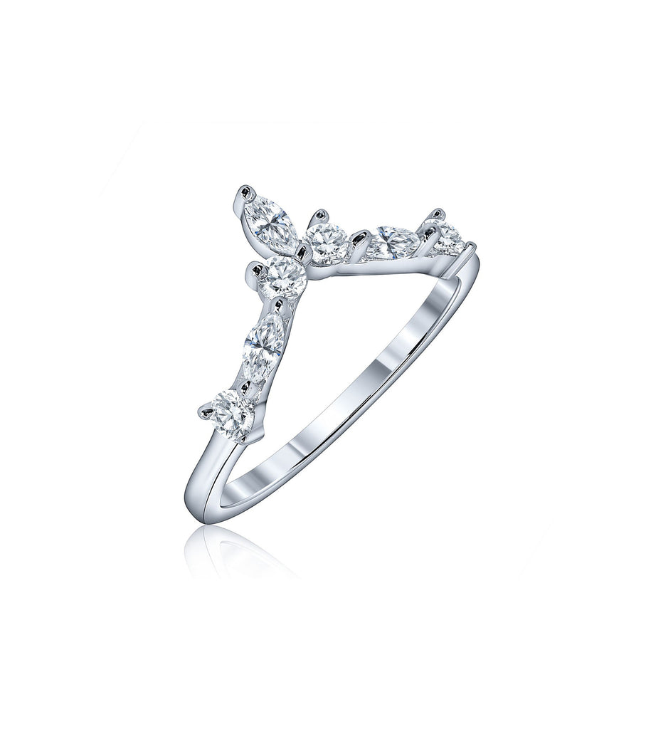 Melisa Ring خاتم مزين بأحجار ماركيز ودائرية براقة