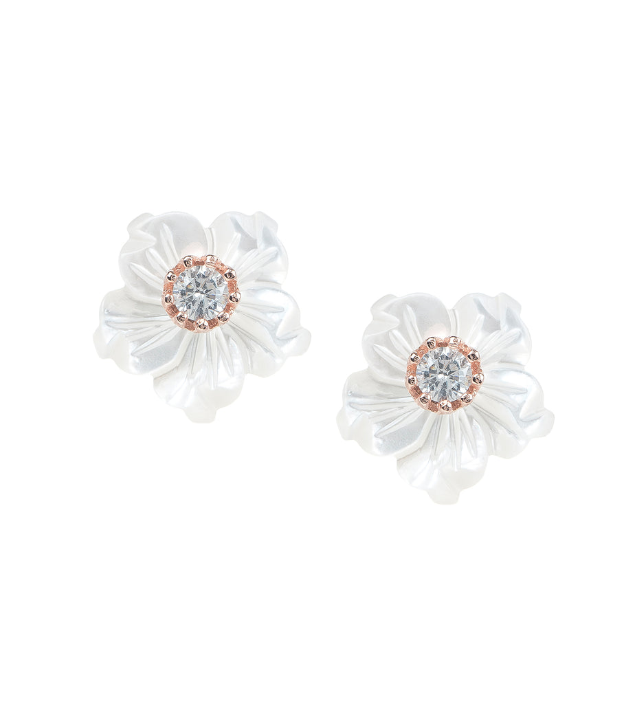 Flower White Stud Earrings