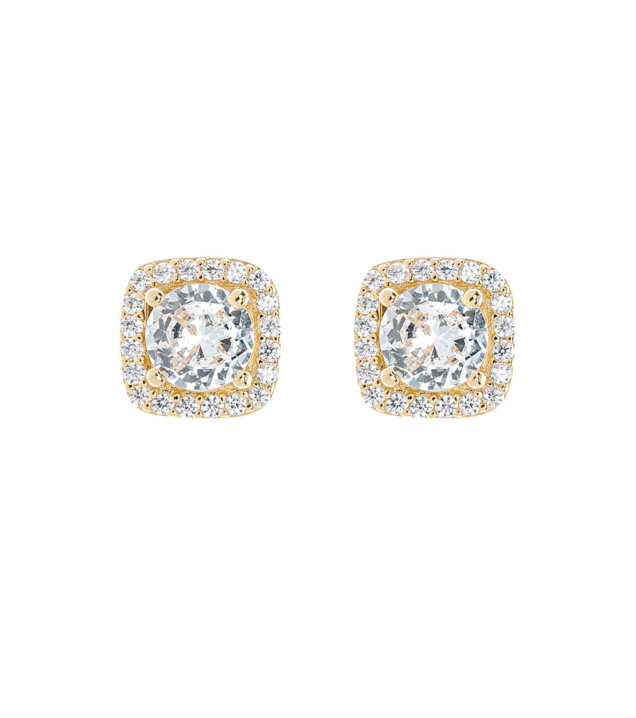 Stud Earring E2548 أقراط مربّعة مزيّنة بفصّ زركون في الوسط