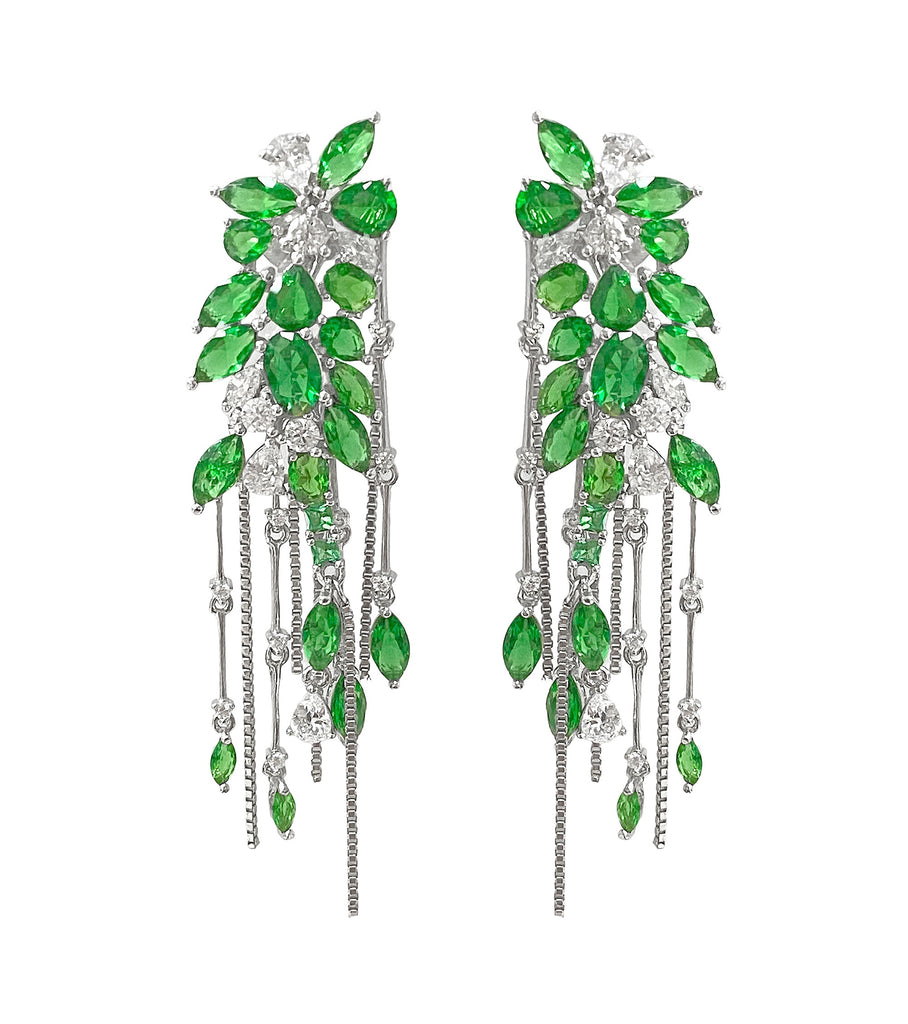 Green CZ Dangle Earrings E2887