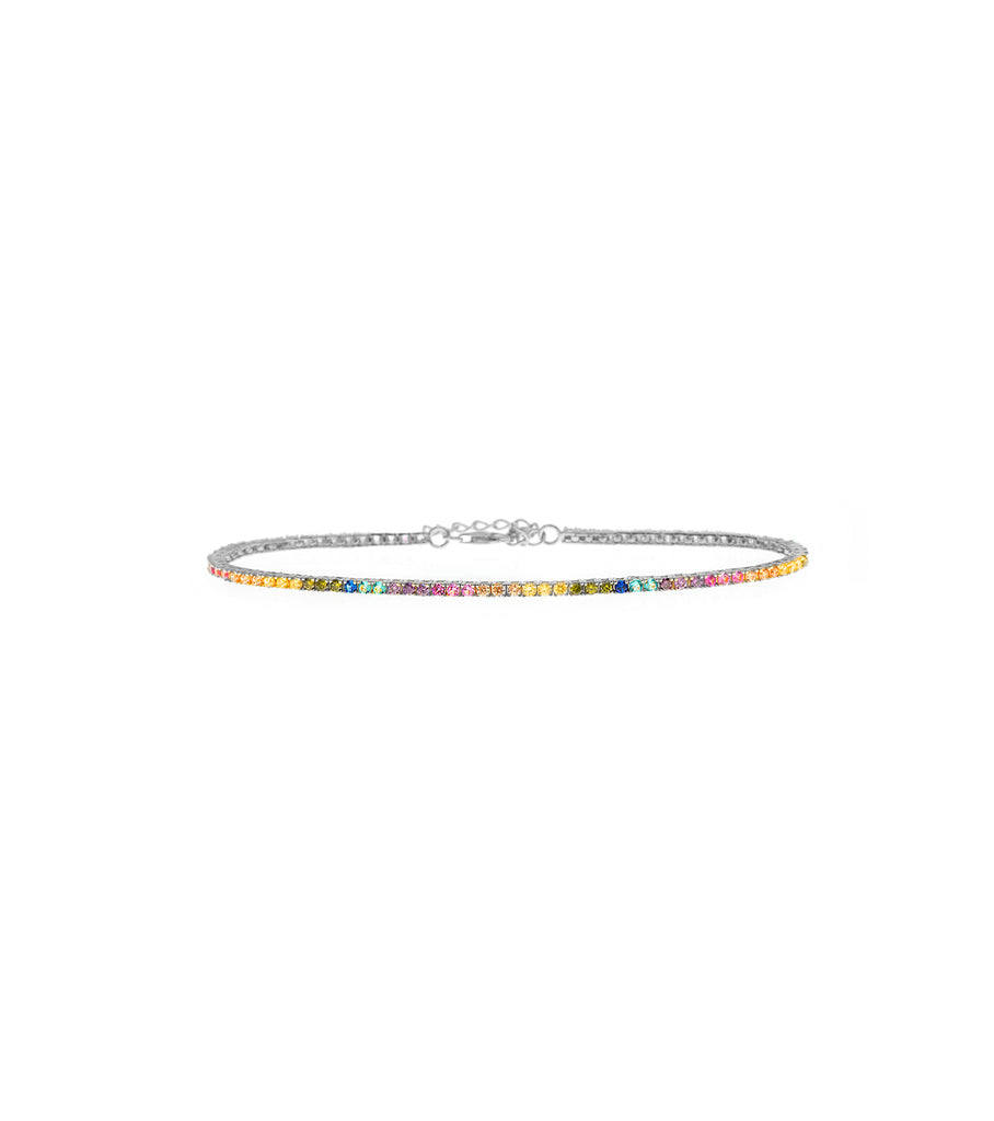 2MM Mix Colored CZ Tennis Anklet