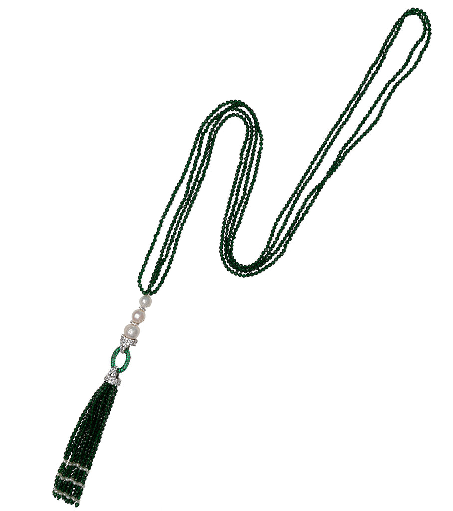 Green Tassel Long Necklace