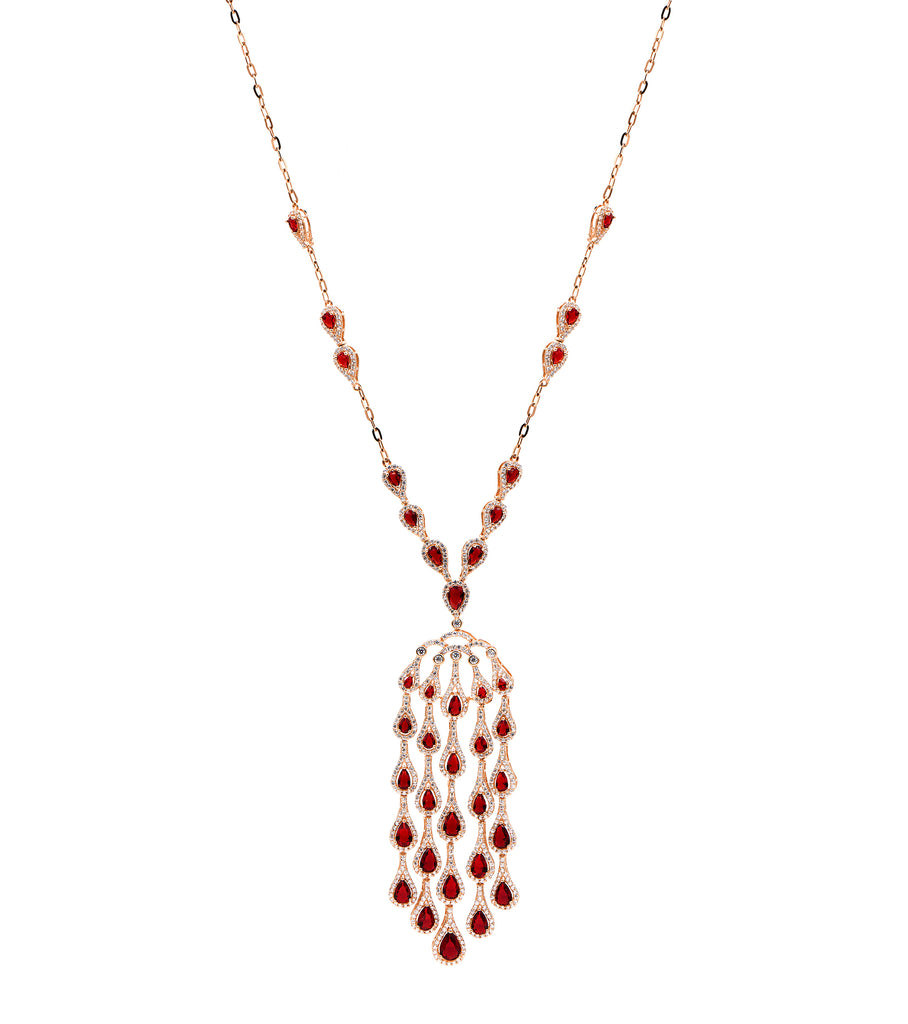 Red Chandelier Long Necklace