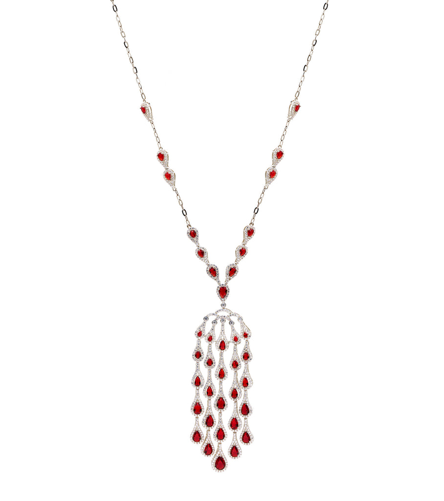 Red Chandelier Long Necklace