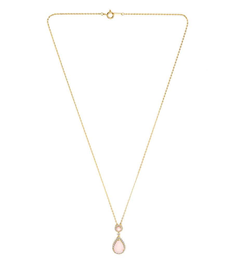 Framed Drop Pink CZ Necklace