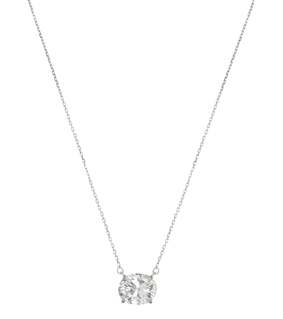 Large Solitaire Clear Stone Necklace