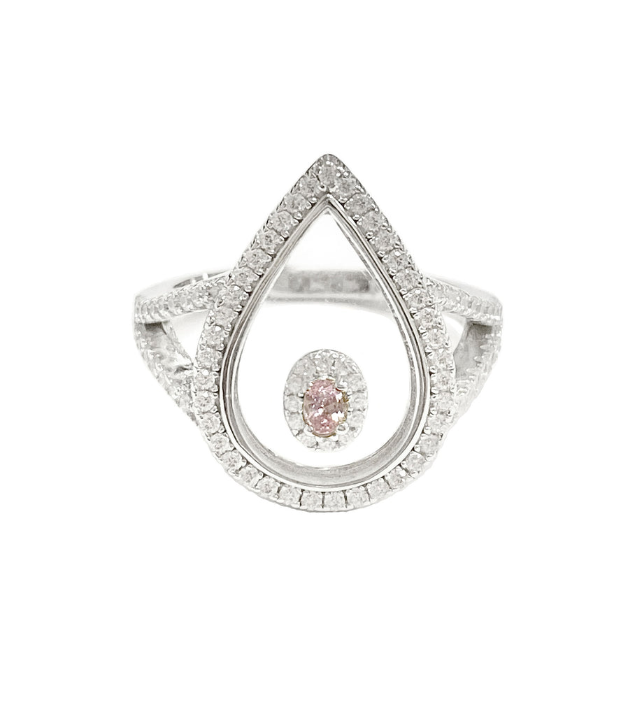 Drop Shape Plexiglass Pink Stone Ring خاتم بلكسيغلاس بتصميم دمعة مزيّنة بفصّ زركون وردي فاتح