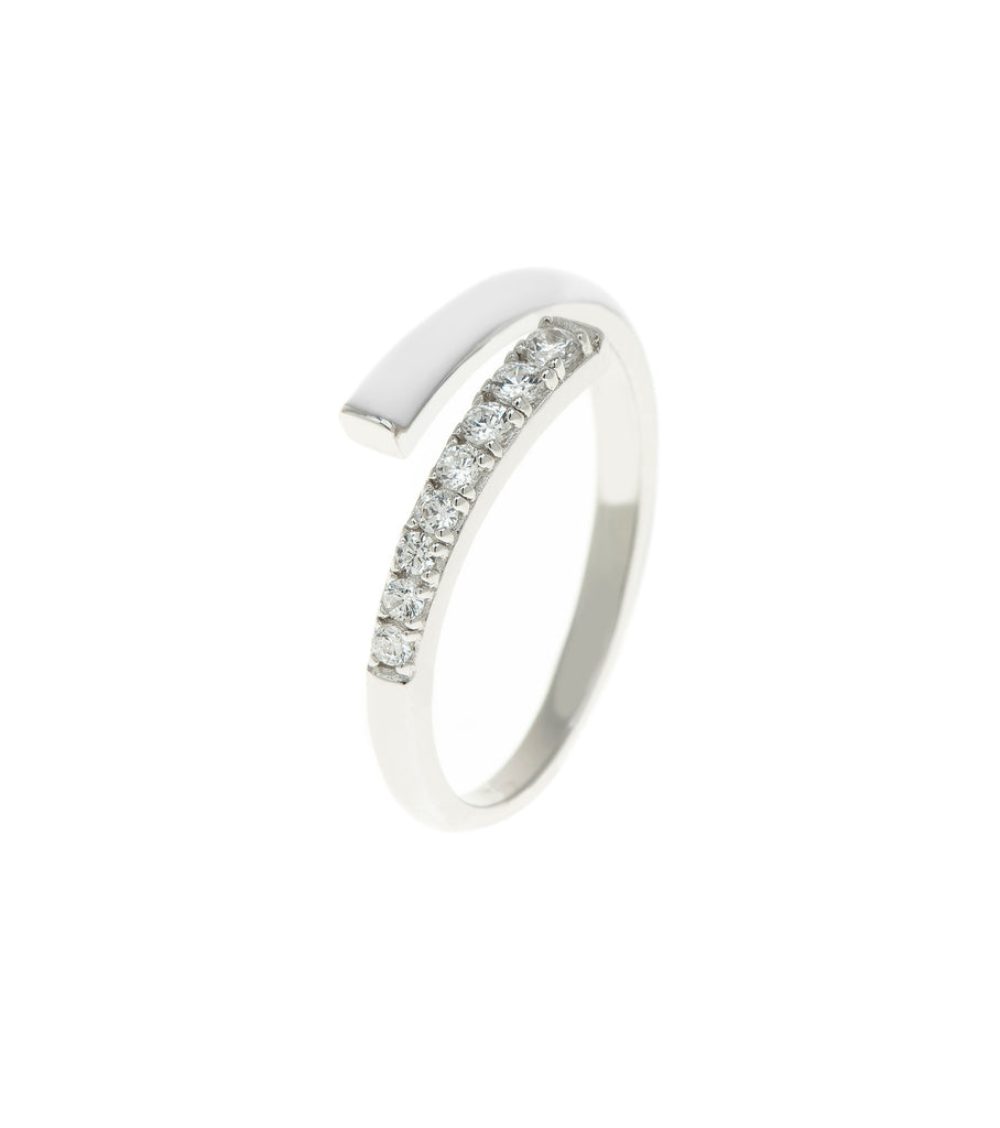 White Rock Candy CZ Encrusted Enamel Ring خاتم مطلي بمعدن المينا لون أبيض