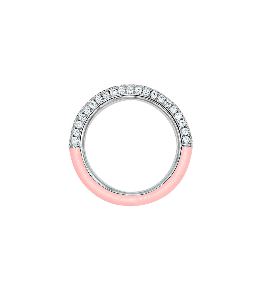 Pink Enamel with CZ Ring