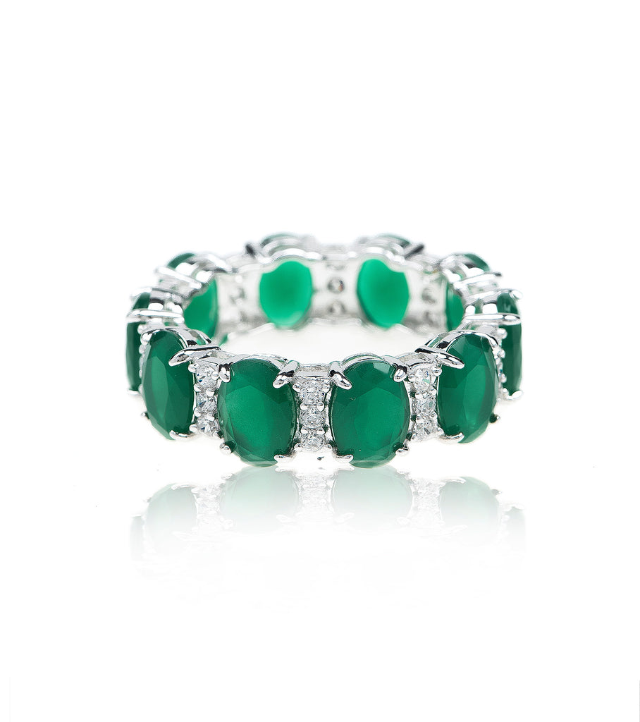 Green Stone Alhambra Eternity Ring