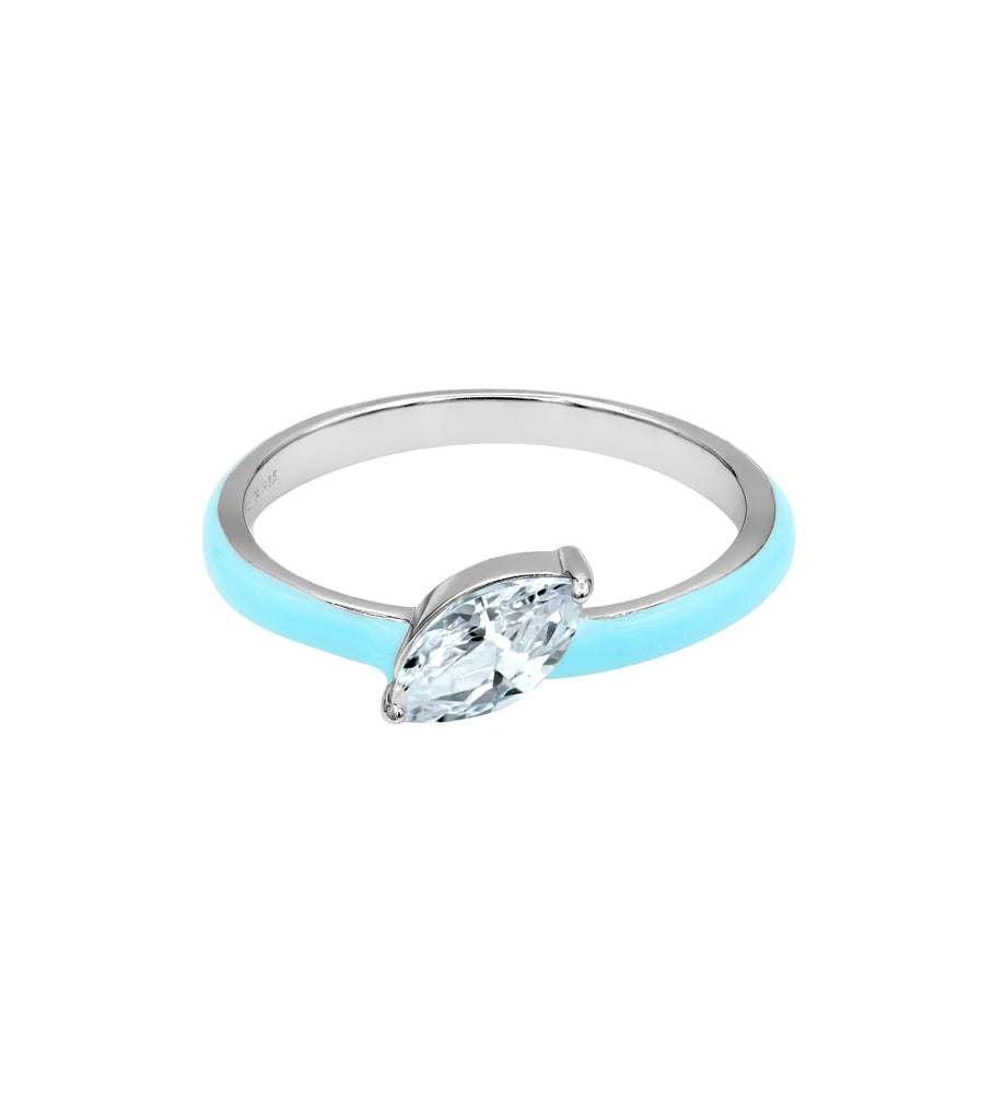Light Blue Marquise Enamel Ring