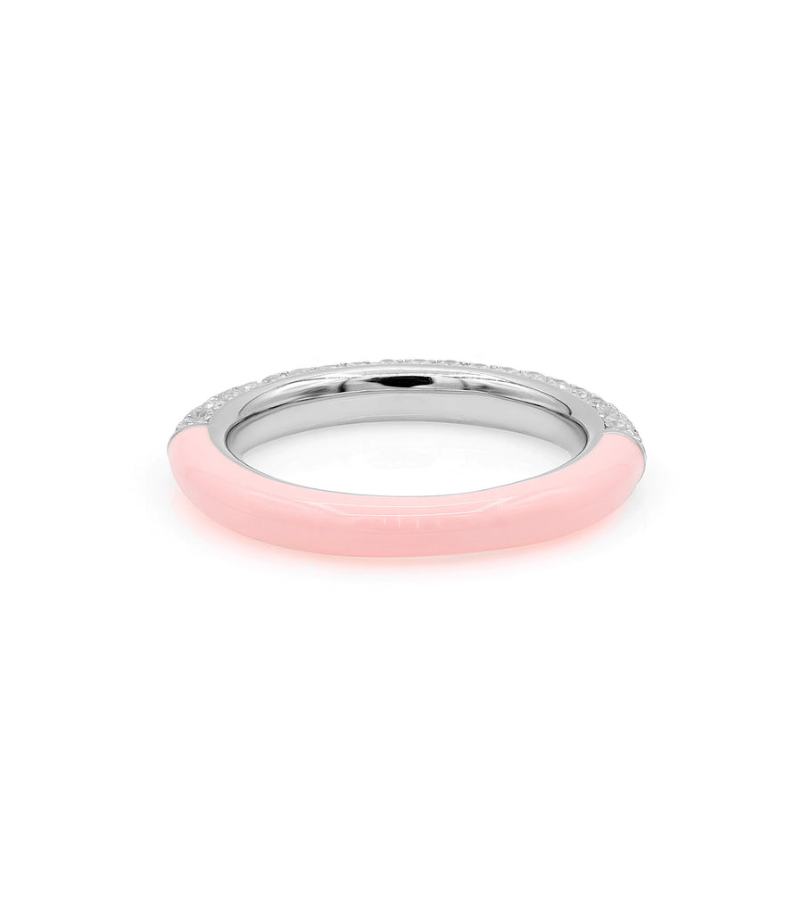 Pink Enamel with CZ Ring